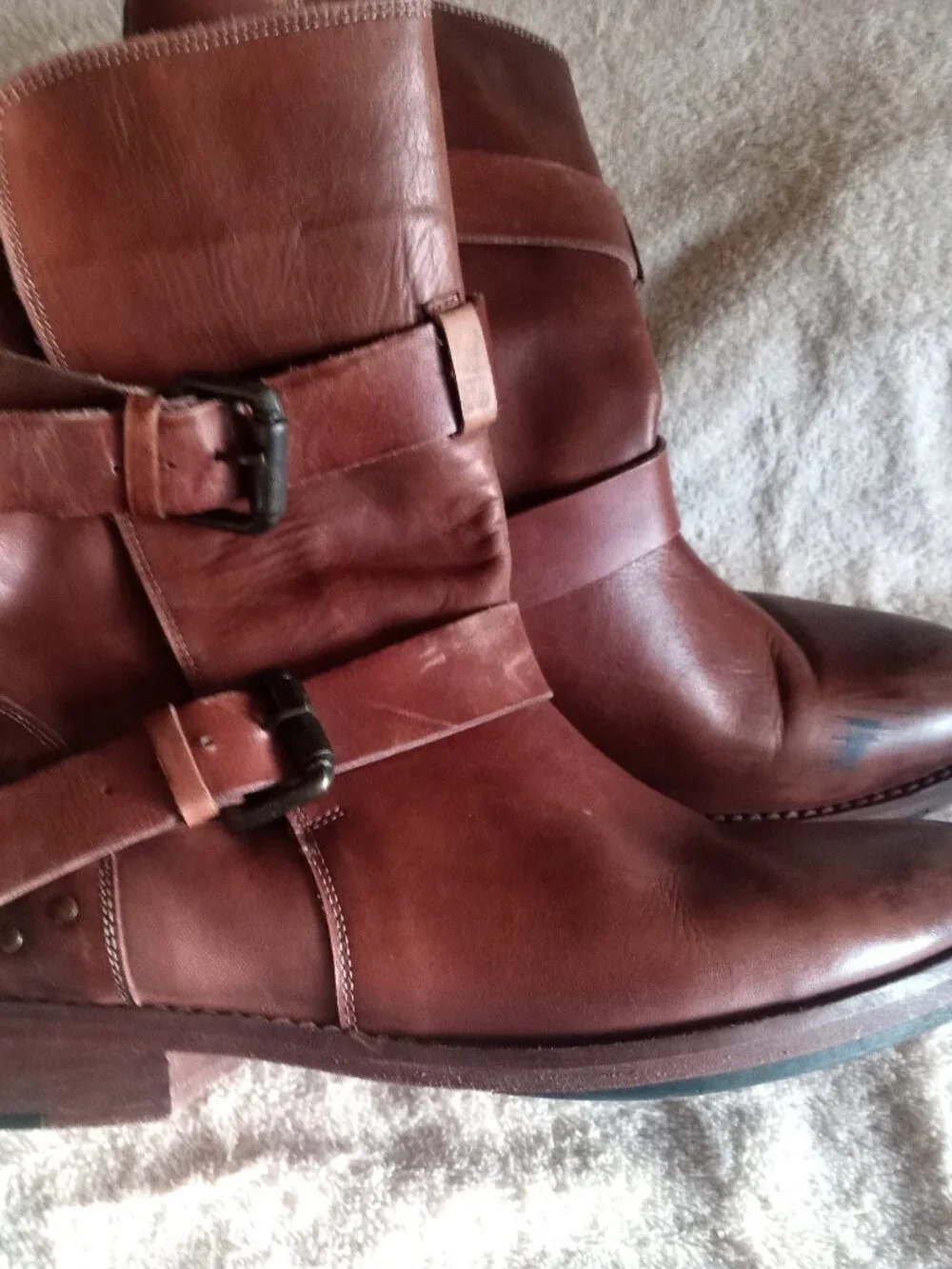 VINTAGE FOUNDRY Sherry Burnished Brown Leather Ankle Boots 6 1/2 6.5 M Shoes